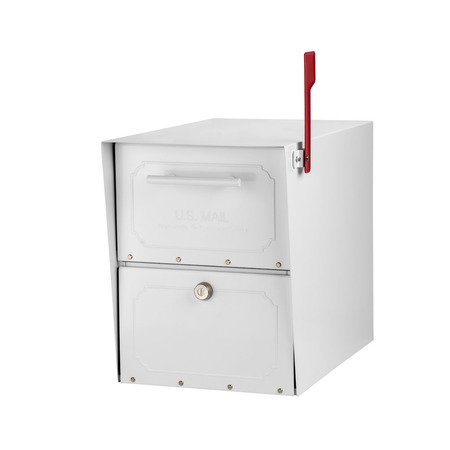 ARCHITECTURAL MAILBOXES Oasis Classic Locking Post Mount Mailbox Pearl White 6200W-10